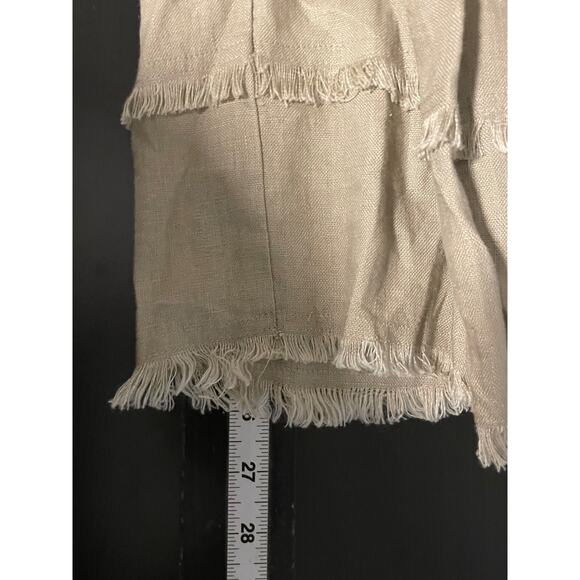 John Mark Womens Pants Size 14 Beige Linen Fringe Hem Pull On Relaxed Lagenlook - Picture 7 of 8